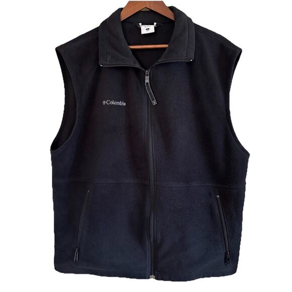 Columbia Men's Steens Mountain Black Fleece Full Zip Vest Size Large Zip Pockets - Picture 1 of 14
